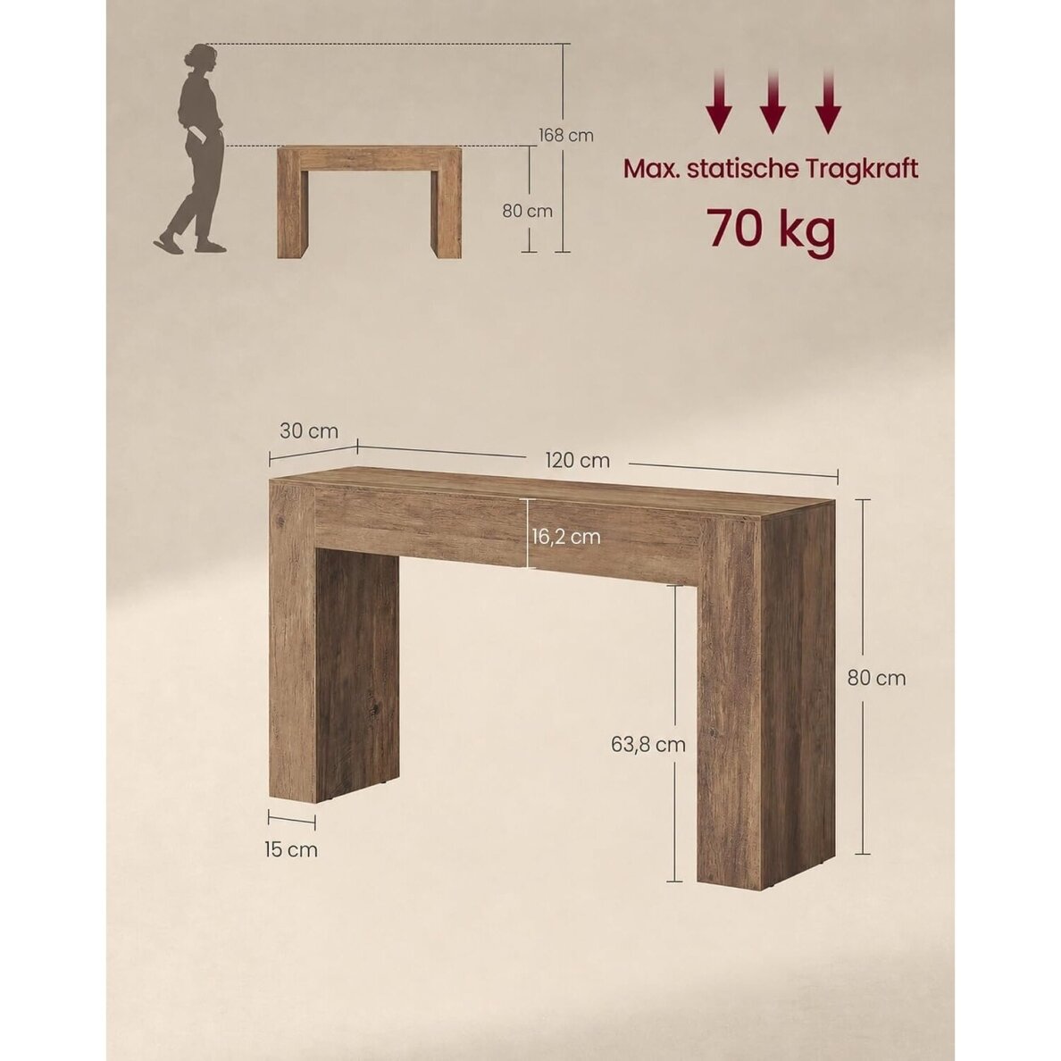 Minimalistinio stiliaus konsolė, 80 x 120 x 30 cm 6