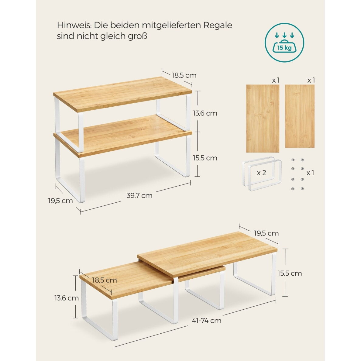 Papildomų lentynėlių rinkinys spintelei, 2 vnt 6 Papildomų lentynėlių rinkinys spintelei, 2 vnt 6