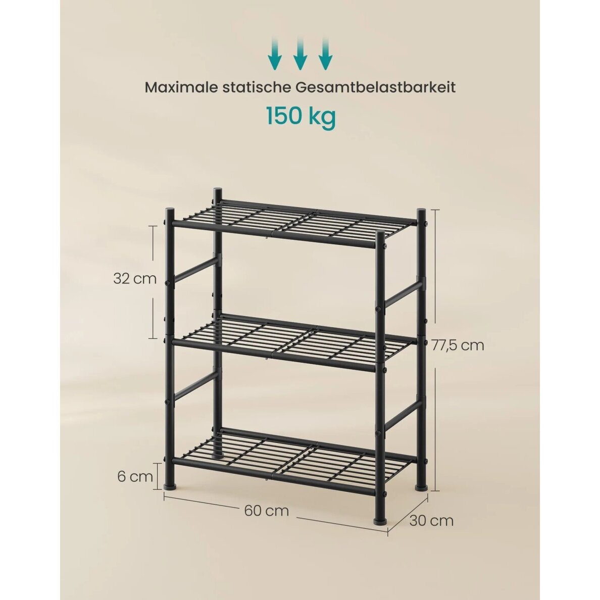 Pastatoma metalinė 3 pakopų lentyna 6