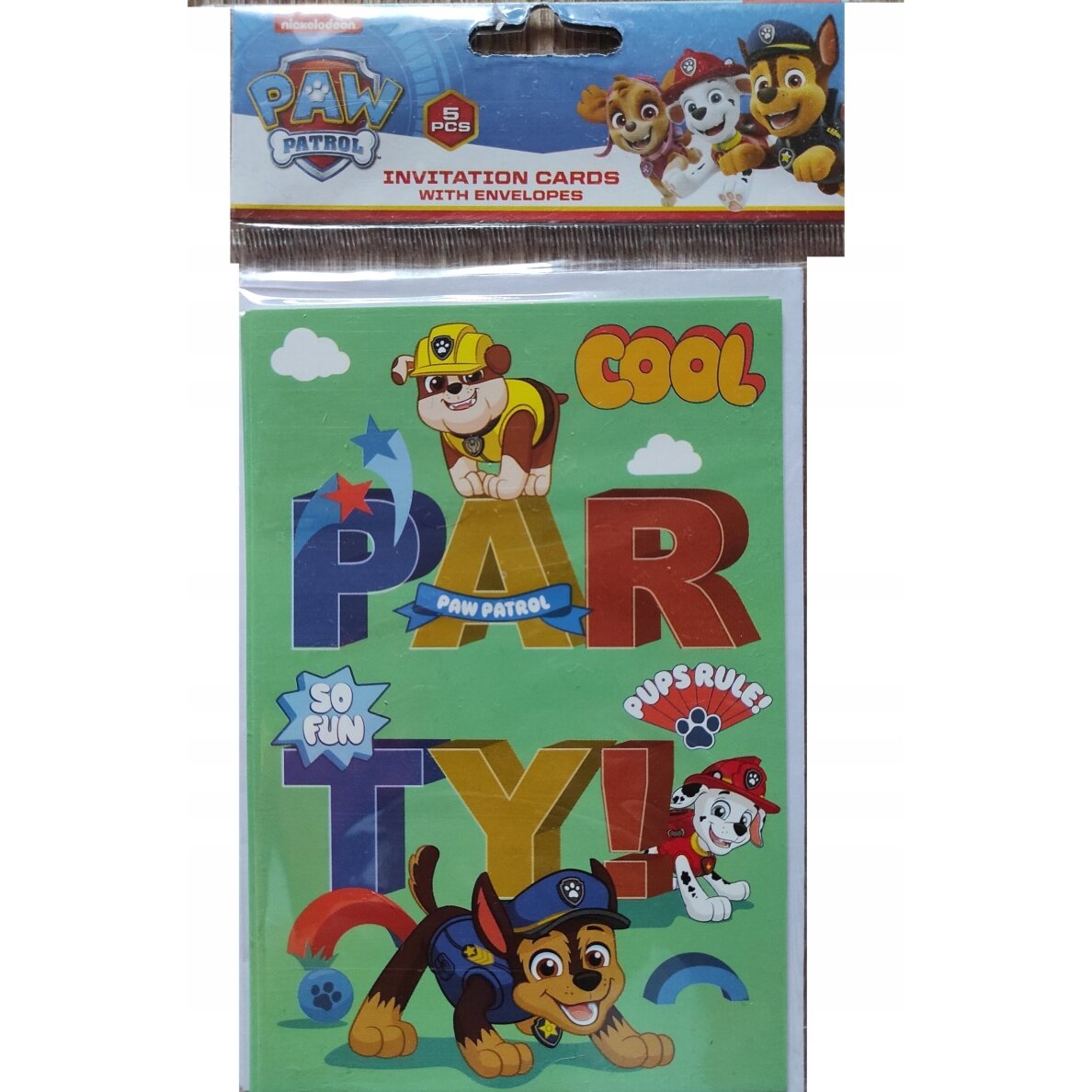 ''Paw Patrol'' gimtadienio kvietimai su vokais, 5 vnt ''Paw Patrol'' gimtadienio kvietimai su vokais, 5 vnt