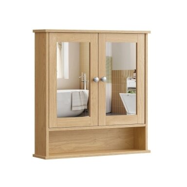 Pakabinama dvidurė spintelė su veidrodžiu, 58,5 x 56,5 x 13 cm