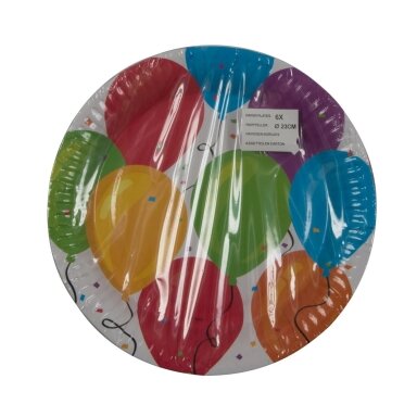 PARTY CASA popierinės vienkartinės lėkštės, Ø23cm, 6 vnt