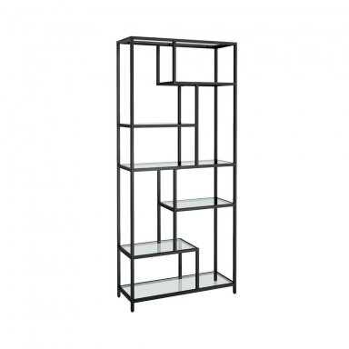 Pastatoma metalinė juodos spalvos lentyna, 30 x 80 x 180 cm