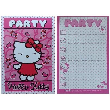 ''Hello Kitty'' gimtadienio kvietimai su vokais, 5 vnt