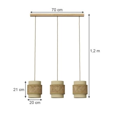 Pakabinamas Boho stiliaus šviestuvas MORTEN, 3 x Ø 20 cm, 60 W 7 Pakabinamas Boho stiliaus šviestuvas MORTEN, 3 x Ø 20 cm, 60 W 7