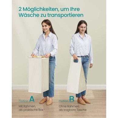 Pastatoma bambukinė lentyna su 4 skalbinių krepšiais, 200 l 5 Pastatoma bambukinė lentyna su 4 skalbinių krepšiais, 200 l 5