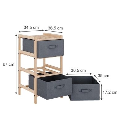 Pastatoma medinė spintelė su tekstiliniais stalčiais BRUNO 7 Pastatoma medinė spintelė su tekstiliniais stalčiais BRUNO 7