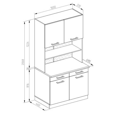 Pastatoma spintelė su durelėmis ir stalčiais R-LINE 6
