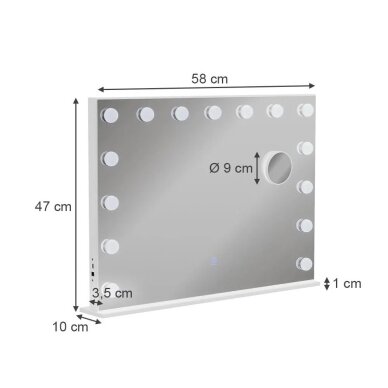 Pastatomas - pakabinamas kosmetinis veidrodis su LED apšvietimu GRETA, 47 x 58 cm 7 Pastatomas - pakabinamas kosmetinis veidrodis su LED apšvietimu GRETA, 47 x 58 cm 7