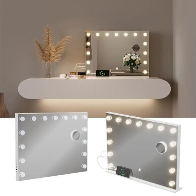 Pastatomas - pakabinamas kosmetinis veidrodis su LED apšvietimu GRETA, 47 x 58 cm 3 Pastatomas - pakabinamas kosmetinis veidrodis su LED apšvietimu GRETA, 47 x 58 cm 3
