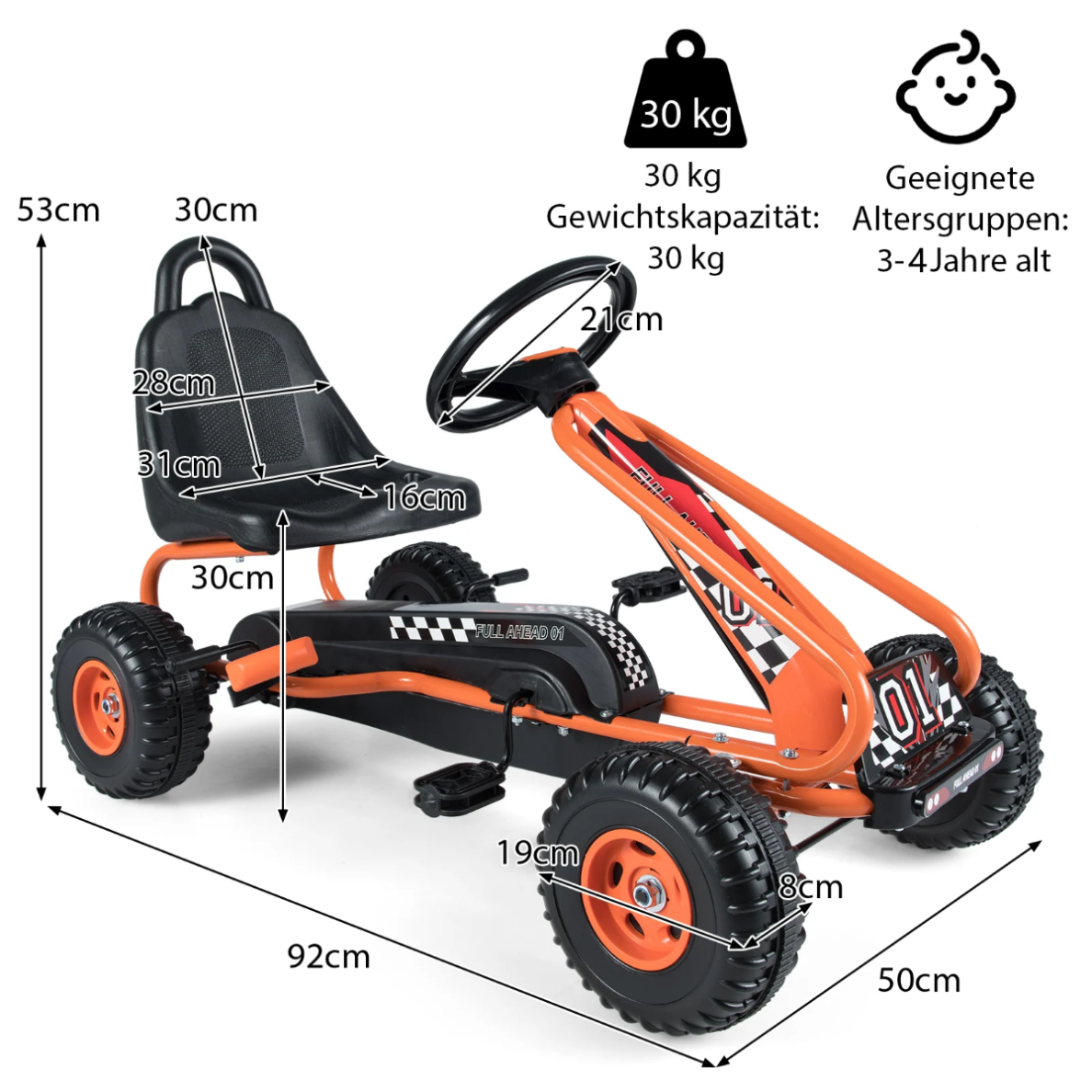 Pedalais minamas kartingas su reguliuojama sėdyne, iki 30 kg 7 Pedalais minamas kartingas su reguliuojama sėdyne, iki 30 kg 7