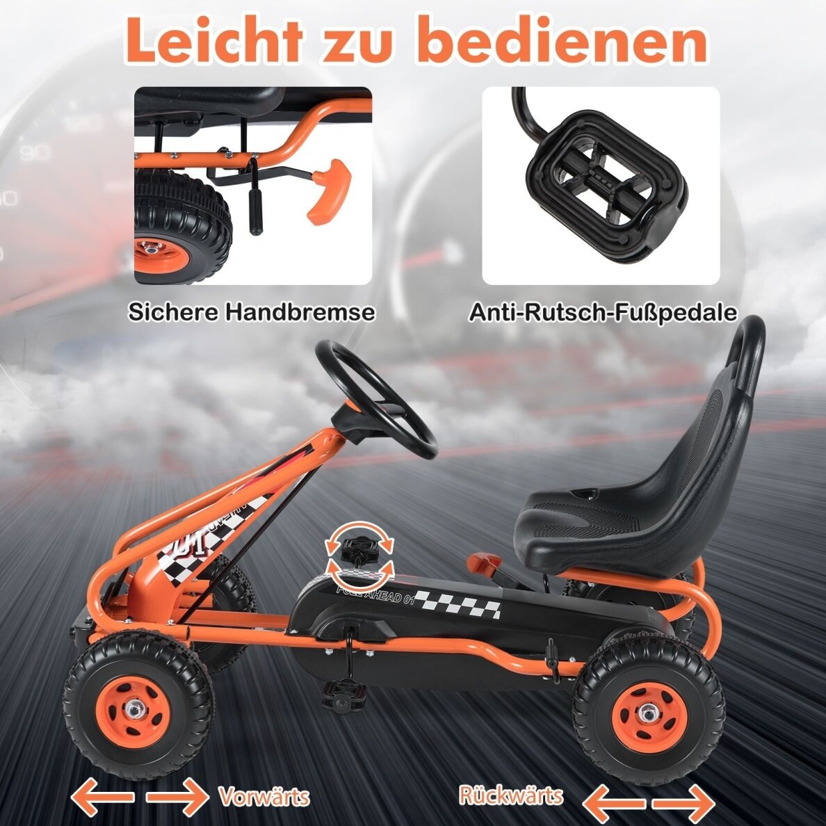 Pedalais minamas kartingas su reguliuojama sėdyne, iki 30 kg 4 Pedalais minamas kartingas su reguliuojama sėdyne, iki 30 kg 4