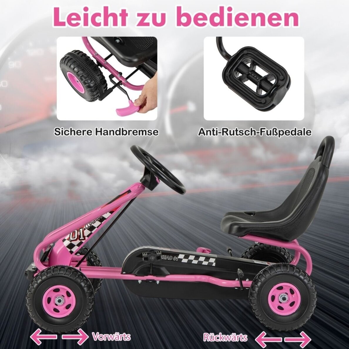 Pedalais minamas kartingas su reguliuojama sėdyne, iki 30 kg 3 Pedalais minamas kartingas su reguliuojama sėdyne, iki 30 kg 3