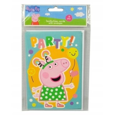 "Peppa Pig" gimtadienio kvietimai su vokais, 5 vnt