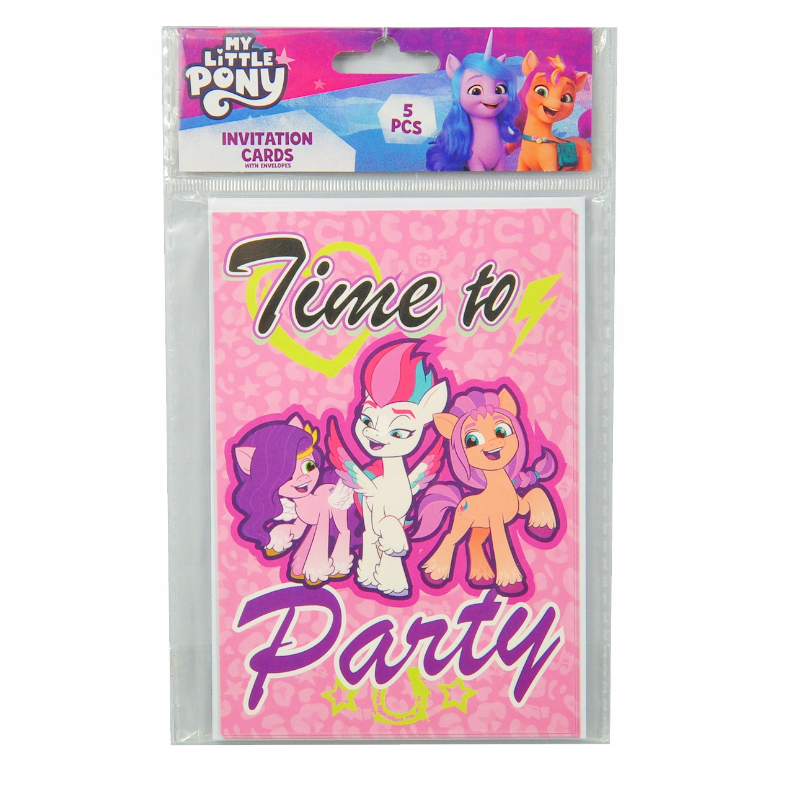 "My Little Pony" gimtadienio kvietimai su vokais, 5 vnt "My Little Pony" gimtadienio kvietimai su vokais, 5 vnt