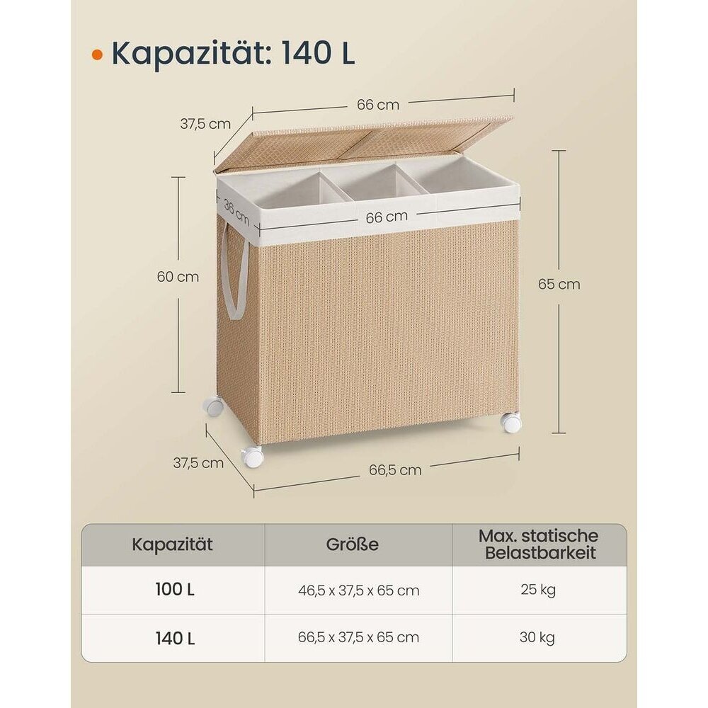 Pintas skalbinių krepšys su ratukais, 140 l 5 Pintas skalbinių krepšys su ratukais, 140 l 5