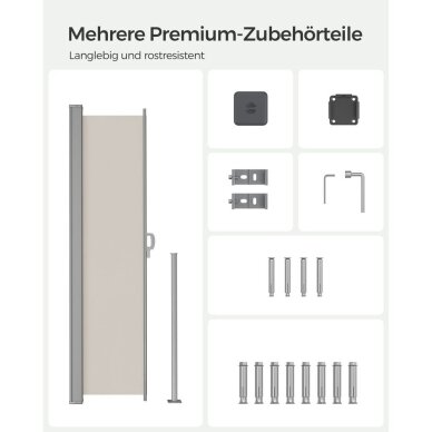 Smėlinė šoninė markizė, 200 x 300 cm 5