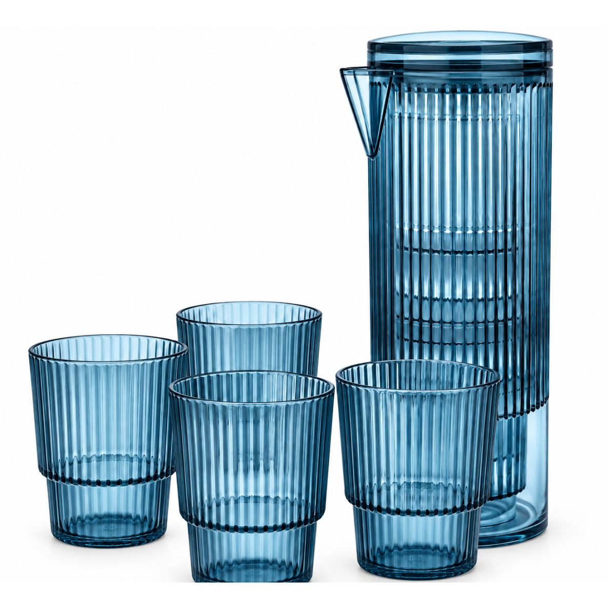 Plastikinis ąsotis su 4 stiklinėmis, 1,1 l