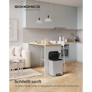 Plieninė šiukšliadėžė su švelnaus užsidarymo mechanizmu, 20 l