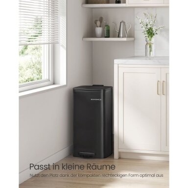 Plieninė šiukšliadėžė su švelnaus užsidarymo mechanizmu, 30 l