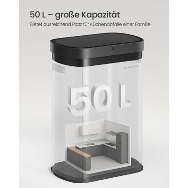 Sensorinė šiukšliadėžė su švelnaus užsidarymo mechanizmu, 50 l 5 Sensorinė šiukšliadėžė su švelnaus užsidarymo mechanizmu, 50 l 5