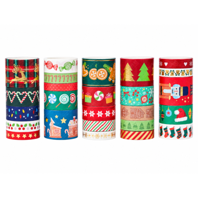 Popierinės lipnios juostelės dekoravimui MEGA WASHI TAPE, 25 vnt