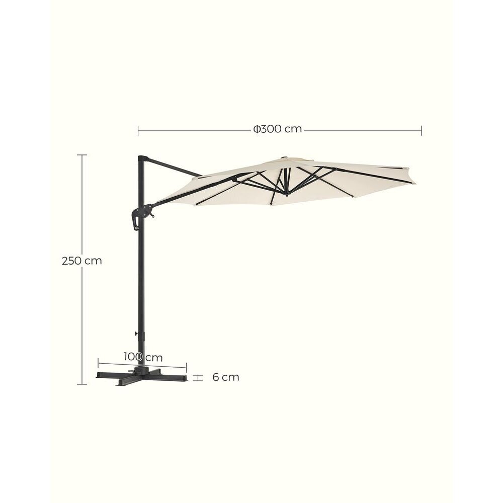 Reguliuojamas lauko skėtis su stovu, Ø 300 cm (Ekspozicinė prekė) 8 Reguliuojamas lauko skėtis su stovu, Ø 300 cm (Ekspozicinė prekė) 8