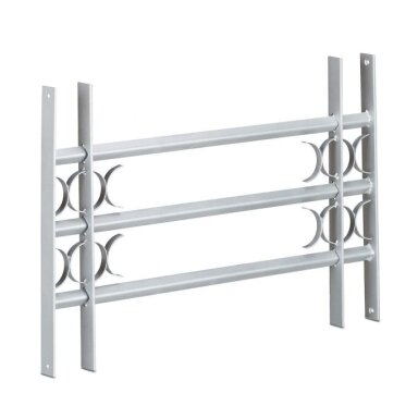 Reguliuojamo pločio metalinės apsauginės grotelės langui, 60 x 70 - 105 cm