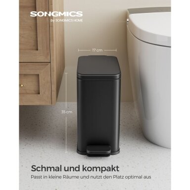 Šiukšliadėžė su švelnaus užsidarymo mechanizmu, 10 l