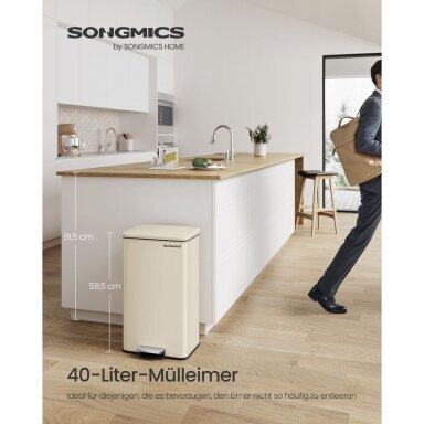 Šiukšliadėžė su švelnaus užsidarymo mechanizmu, 40 l