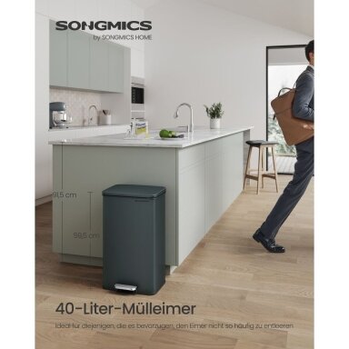 Šiukšliadėžė su švelnaus užsidarymo mechanizmu, 40 l