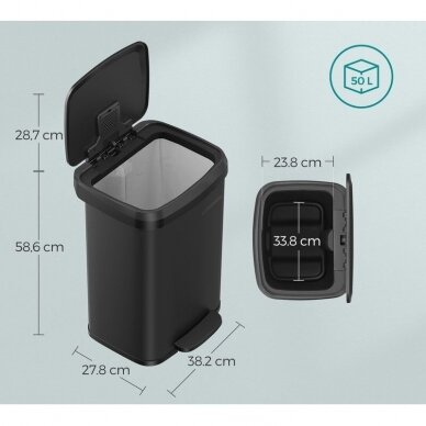 Šiukšliadėžė su švelnaus užsidarymo mechanizmu, 50 l 8