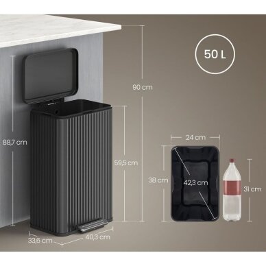 Šiukšliadėžė su švelnaus užsidarymo mechanizmu, 50 l 7