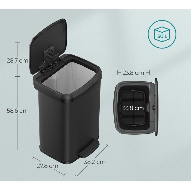 Šiukšliadėžė su švelnaus užsidarymo mechanizmu, 50 l 8