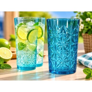 Krištolo rašto mėlynos stiklinės, 500 ml, 2 vnt 1