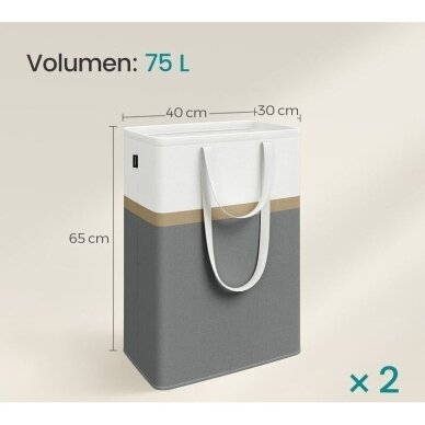 Skalbinių krepšiai su rankenomis, 2 x 75 l 5