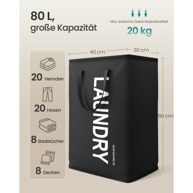 Skalbinių krepšys su rankenomis, 80 l 5