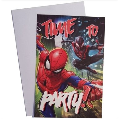 ''Spider-Man'' gimtadienio kvietimai su vokais, 5 vnt