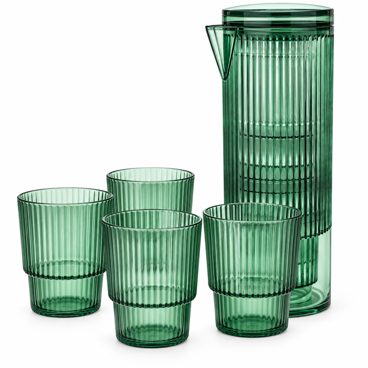 Plastikinis ąsotis su 4 stiklinėmis, 1,1 l Plastikinis ąsotis su 4 stiklinėmis, 1,1 l