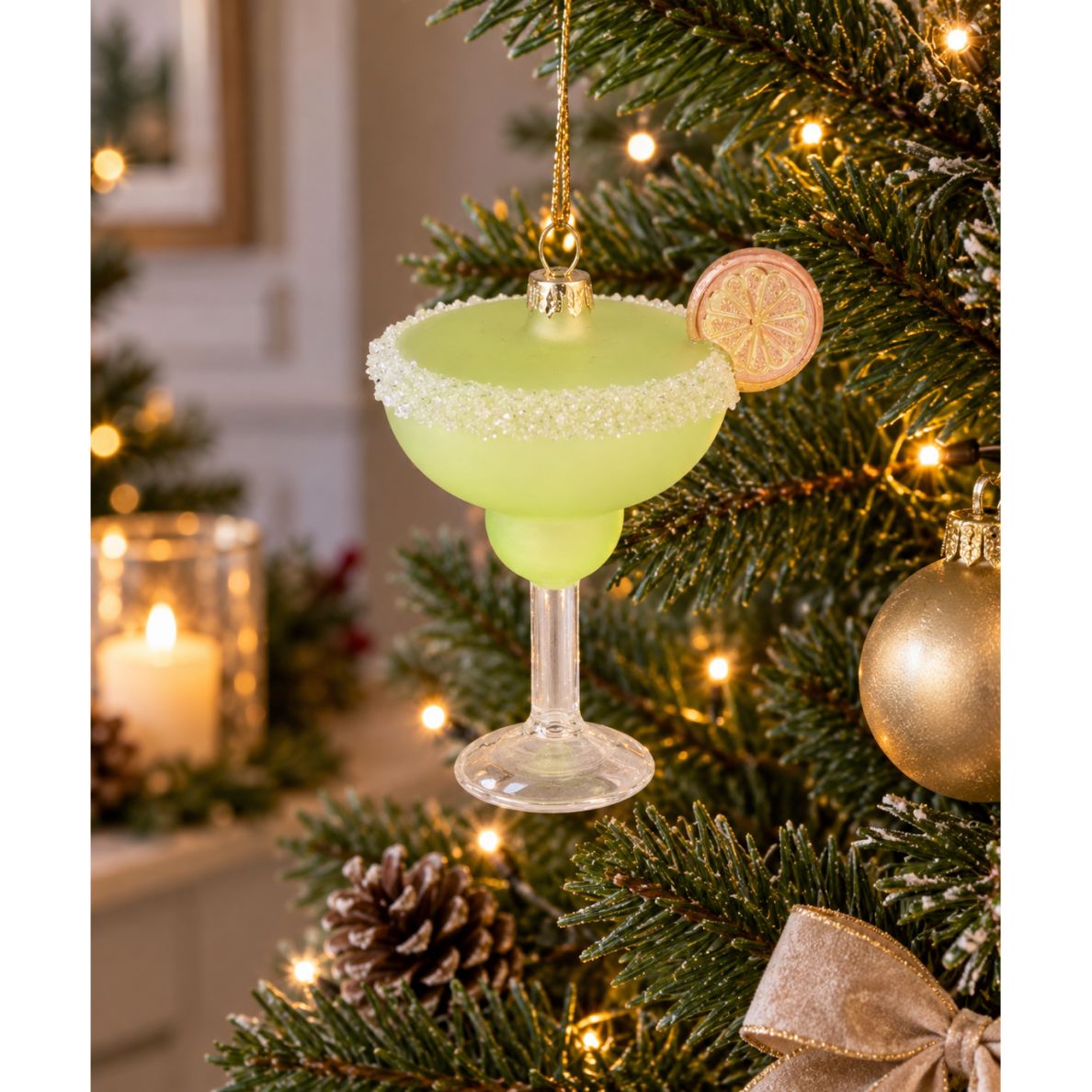 Stiklinis eglutės žaisliukas „Mojito kokteilis“ 1