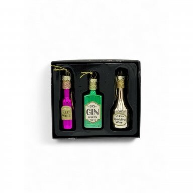 Stikliniai eglutės žaisliukai, 3 vnt