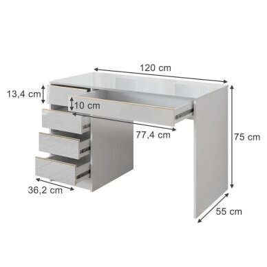 Stalas su stalčiais SHERRY, 120 x 55 cm 5 Stalas su stalčiais SHERRY, 120 x 55 cm 5