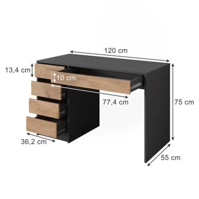 Stalas su stalčiais SHERRY, 120 x 55 cm 5 Stalas su stalčiais SHERRY, 120 x 55 cm 5