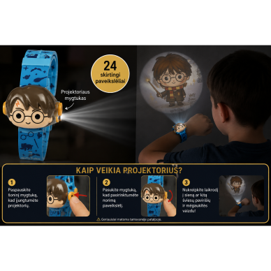 HARRY POTTER vaikiškas laikrodis su projektoriumi 1
