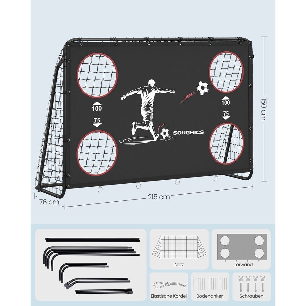 Surenkami metaliniai futbolo vartai, 215 x 150 x 76 cm 6