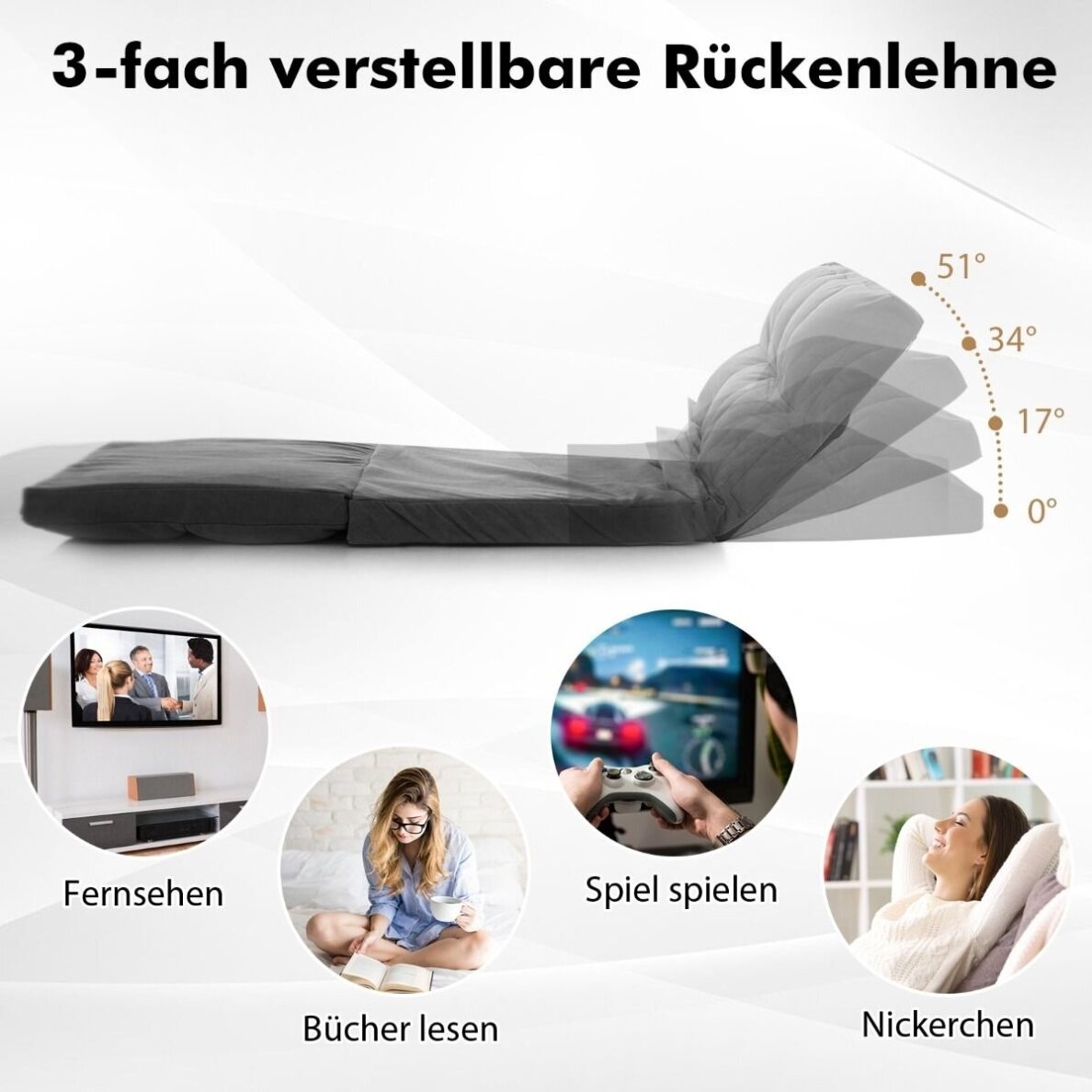 Sulankstoma grindų sofa - lova su reguliuojamu atlošu 3 Sulankstoma grindų sofa - lova su reguliuojamu atlošu 3