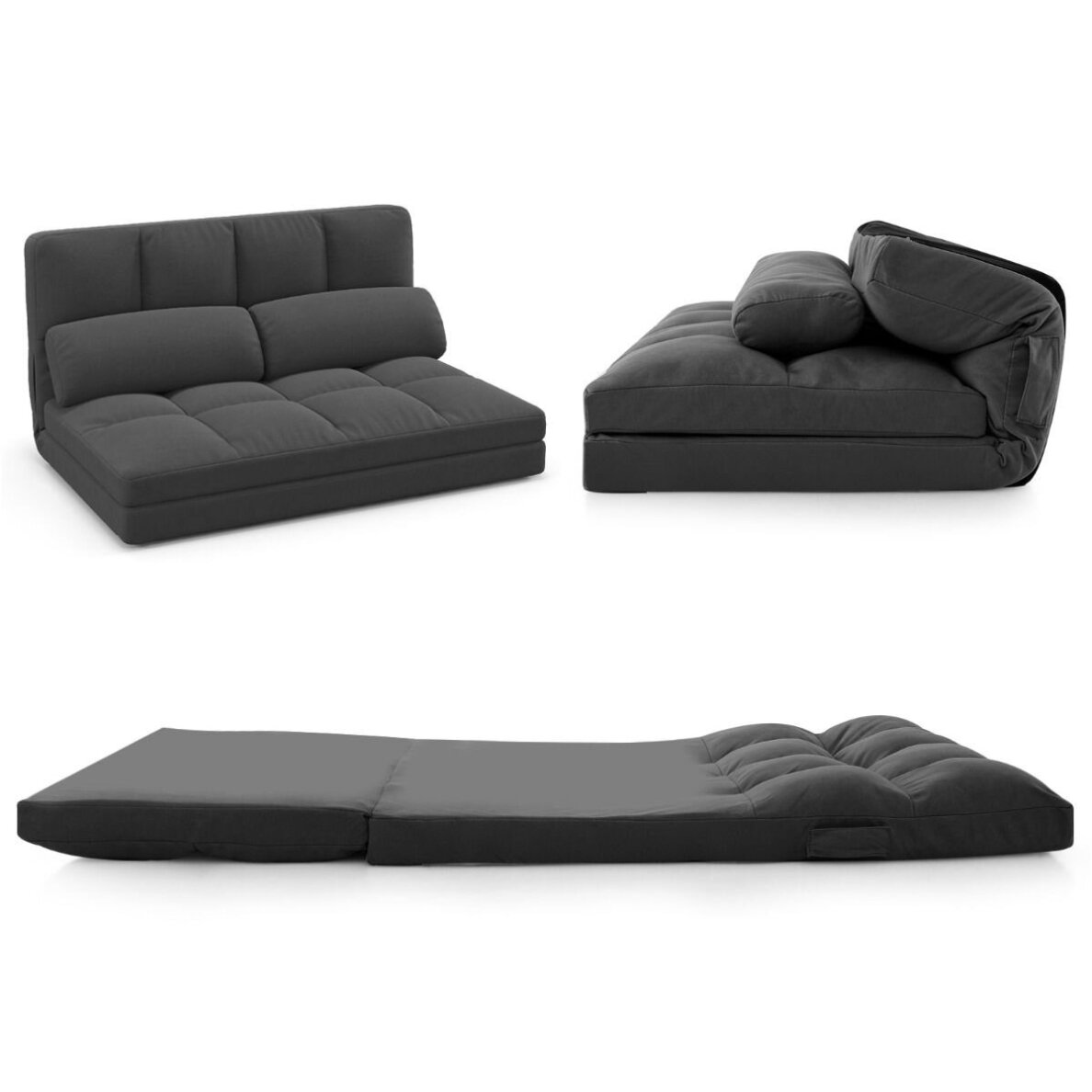 Sulankstoma grindų sofa - lova su reguliuojamu atlošu
