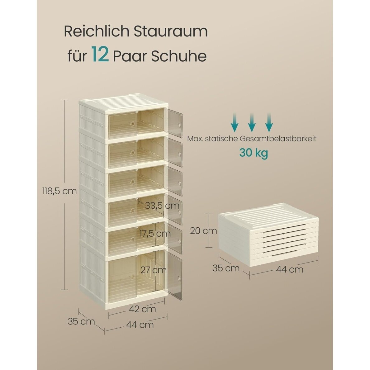 Sulankstoma plastikinė 6 skyrių spintelė 6 Sulankstoma plastikinė 6 skyrių spintelė 6