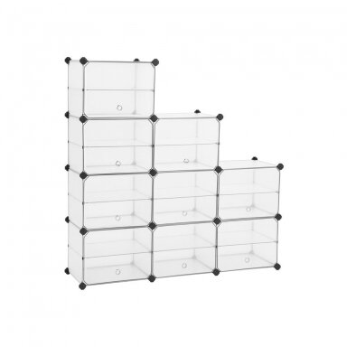 Surenkama plastikinė 9 skyrių batų spintelė, 123 x 31 x 93 cm