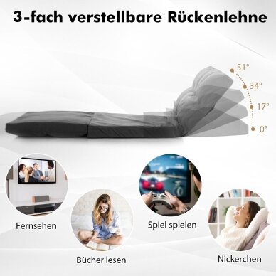Sulankstoma grindų sofa - lova su reguliuojamu atlošu 3
